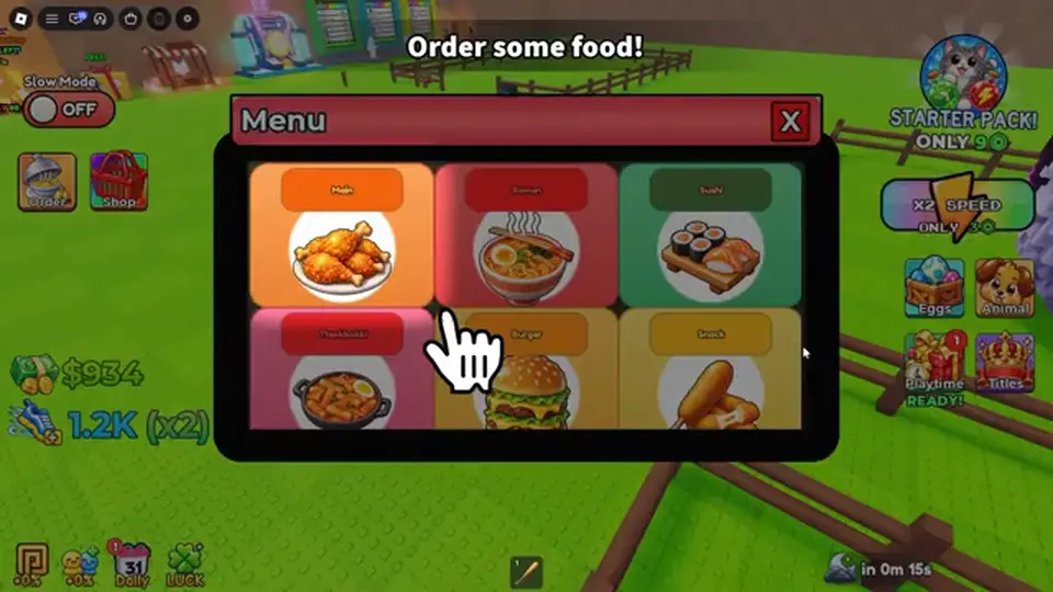 Steal Animal Egg Order some food menu with fried chicken ramen sushi and burger