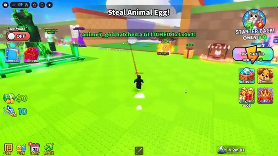 Steal Animal Egg HUD toast after a GLITCHED 1x1x1x1 hatch